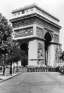 Capitulation: German troops at the victory parade in Paris, 1940