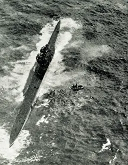 German U-boat surrenders to coastal command, WW2