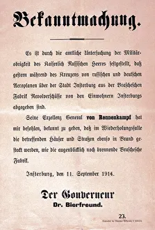 Reprisals: German warning poster WWI
