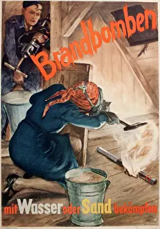 Tackle: German wartime poster, how to deal with a fire bomb