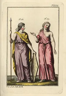 Spalart: German women, one with shield and lance