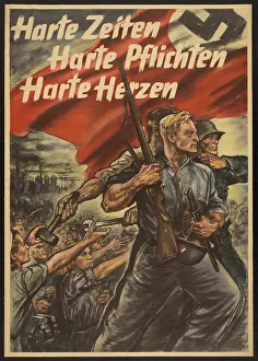 Translates: German World War 2 poster. Harte Zeiten Harte