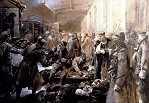 Thiriat: German wounded POWs, stretcher cases & walking wounded