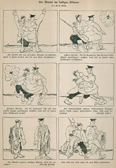 Quarreling: German WW1 cartoon ridiculing the The Coat of