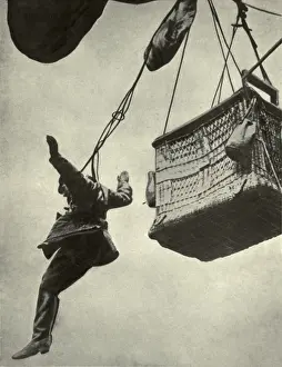 Buckled: German WW1 observer jumping from burning balloon