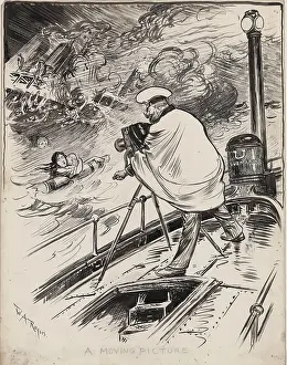 Anti German: German WW1 submarine commander filming sinking