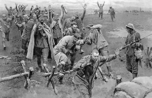 Trones: Germans surrendering, Western Front by Matania, WW1