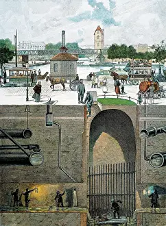 Germany, Berlin, canalization, cross section