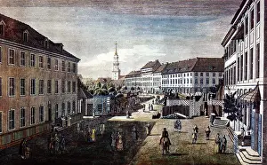 Hacke: Germany, Berlin, Hacke market, view, etching