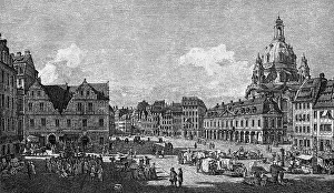 Guardhouse: Germany, Dresden, squares, Neumarkt, copper engraving