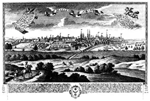 Saale: Germany, Halle and der Saale, view, copper engraving