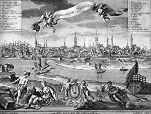 Lotter: Germany, Hamburg, view, after copper engraving