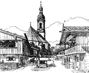 Lenggries: Germany, landscapes, Lenggries, after drawing