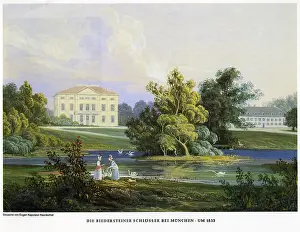 Schwabing: Germany, Munich, Biederstein castles, gouache
