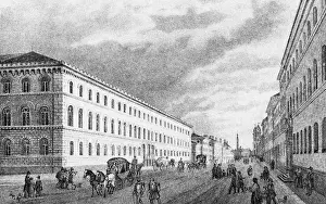 Ludwigstrasse: Germany, Munich, Ludwigstrasse, view, after lithograph