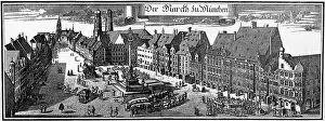 Wening: Germany, Munich, Marienplatz, view, copper engraving