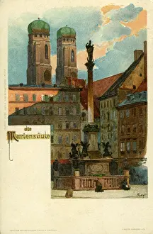 Kley: Germany, Munich, Marienplatz, view, Marian Column