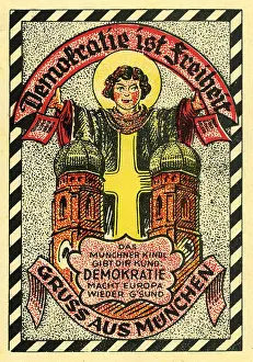 Kindl: Germany, Munich, Munchner Kindl, postcard, Democracy