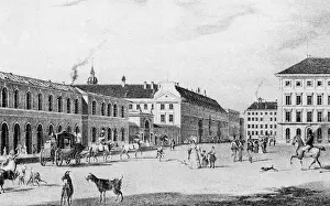 Maxvorstadt: Germany, Munich, Odeonsplatz, view, lithographie