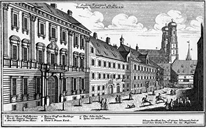 Kardinal: Germany, Munich, Prangergasse, view, copper engraving