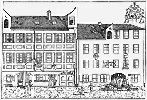 Bollinger: Germany, Munich, streets, Am Faerbergraben, etching