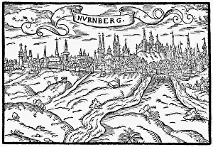 Saur: Germany, Nuremberg, view, copper engraving by