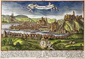 Passau: Germany, Passau, view, coloured copper engraving
