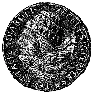 Epigraphs: Germany, satirical medal, obverse, double-face of Pope and d