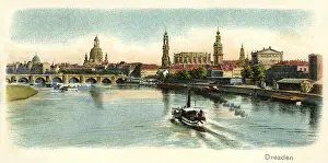 Townscapes: Germany, Saxony, Dresden, city view with Elbe