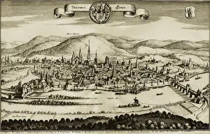 Diocese: Germany, Trier, view, copper engraving by Matthaus