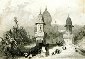 Ghat: Ghat and Temple at Gokul, India