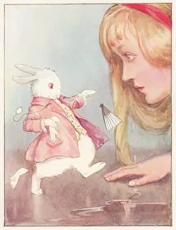 Violently: Giant Alice looking at the White Rabbit