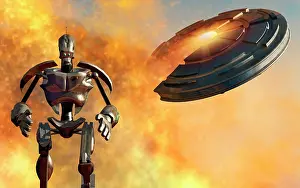 Destroy: A giant robot and UFO on the attack