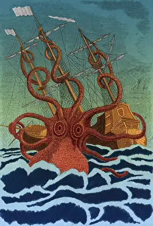 Kraken: Giant Squid Attacking Ship, 1801