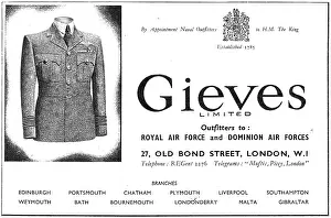 Gieves: Gieves RAF Outfitters 1950 Advert
