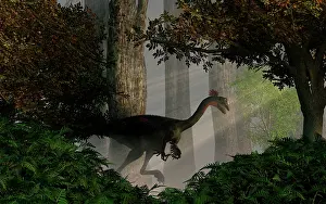 Oviraptorid: Gigantoraptor in a dense prehistoric forest