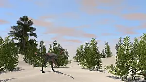 Tempskya: Gigantoraptor in prehistoric environment