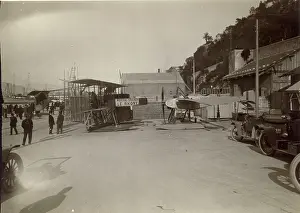 Hydro: Gilbert's Morane-Saulnier seaplane (left)