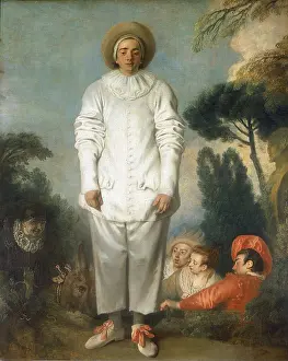 Satin: Gilles as Pierrot by Jean-Antoine WATTEAU (1684-1721)