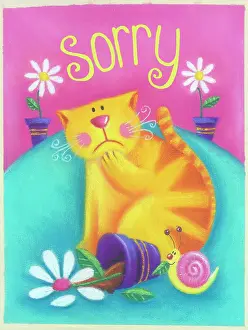 Parry: Ginger cat & overturned daisy in pot ? Sorry