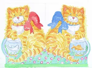 Double Sided: Ginger Cats with goldfish bowls