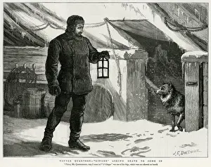 Nares: Ginger the dog attempting to board the ship, British Arctic