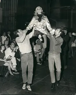 Ginger Rogers, American actress, meets Mame company, London