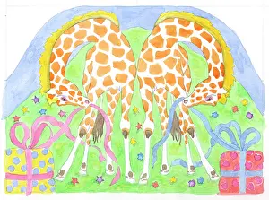 Unwrapping: Two Giraffes unwrapping presents