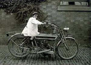 Michael Cole: Girl on a 1908 The Campion motorcycle