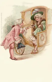 Alighting: Girl alighting from a coach