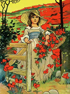 Broad Brimmed: Girl with a basket of flowers