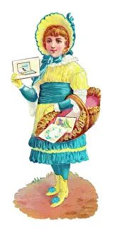Ruched: Girl with basket on a Victorian scrap