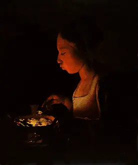 Brazier: A Girl Blowing on a Brazier