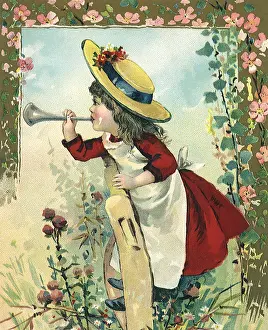 Sideview: Girl Blowing Horn